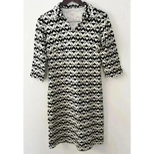 J.Mclaughlin Cadence Collared Stretch Knit Geometric Shift Dress Women’s XS